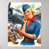 Retro-Flugzeug-Pin-up Poster (Vorne)