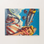 Retro-Flugzeug Pin-up Puzzle (Horizontal)