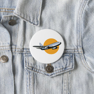 Retro Flugzeug Vintag Jet Travel Art Design Button