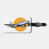 Retro Flugzeug Vintag Jet Travel Art Design Gepäckanhänger (Rückseite horizontal)