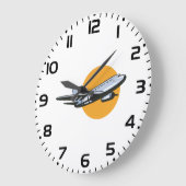 Retro Flugzeug Vintag Jet Travel Art Design Große Wanduhr (Winkel)