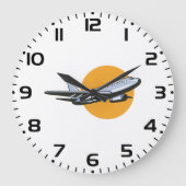 Retro Flugzeug Vintag Jet Travel Art Design Große Wanduhr (Vorderseite)