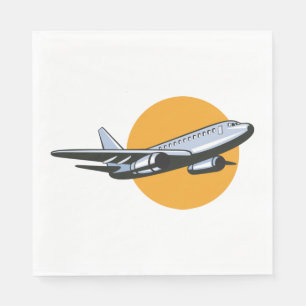 Retro Flugzeug Vintag Jet Travel Art Design Serviette