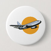 Retro-Flugzeug Vintage-Jet-Reise-Kunst-Design  Button (Vorderseite)