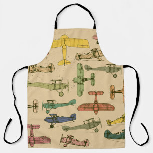 Retro-Flugzeuge: Rissiges Vintage-Muster. Schürze