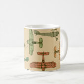 Retro-Flugzeuge: Vintages Muster gebrochen. Kaffeetasse (VorderseiteRechts)