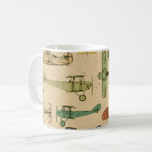 Retro-Flugzeuge: Vintages Muster gebrochen. Kaffeetasse (Vorderseite Links)