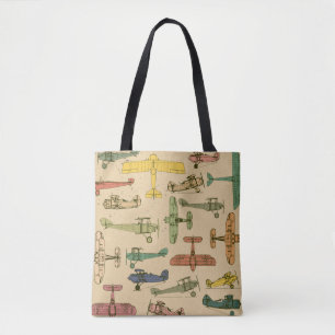Retro-Flugzeuge: Vintages Muster gebrochen. Tasche