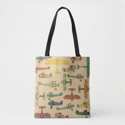 Retro-Flugzeuge: Vintages Muster gebrochen. Tasche (Vorderseite)