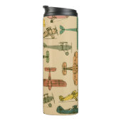Retro-Flugzeuge: Vintages Muster gebrochen. Thermosbecher (Nach rechts gedreht)