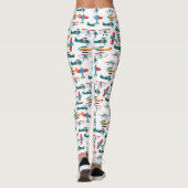 Retro-Flugzeugmuster im Vintage-Stil Leggings (Rückseite)