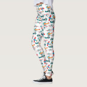 Retro-Flugzeugmuster im Vintage-Stil Leggings (Links)