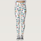 Retro-Flugzeugmuster im Vintage-Stil Leggings (Vorderseite)