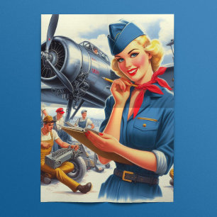 Retro-Flugzeugpilot Pinup Seidenpapier