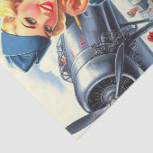 Retro-Flugzeugpilot Pinup Seidenpapier (Ausschnitt)