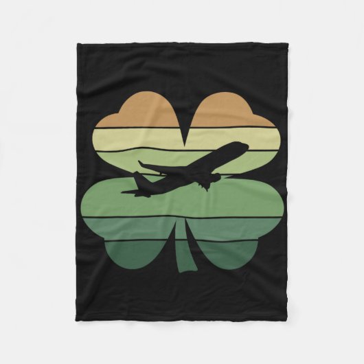Retro-Flugzeugpilot Shamrock Patricks Day Damen Fleecedecke (Vorderseite)