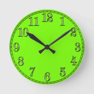 Retro Fluoro Lime-Green Wall Clock Runde Wanduhr