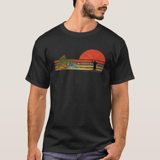 Retro Fly Fishing Brook Trout By Black Fly T-Shirt (Vorderseite)