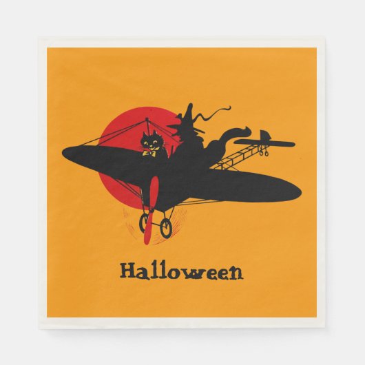 Retro Flying Hexe Party Napkins Serviette (Vorderseite)