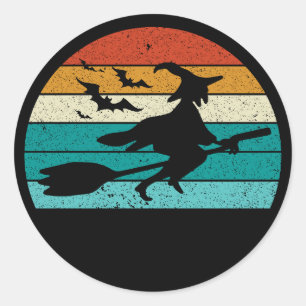 Retro Flying Hexensticker Runder Aufkleber