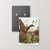 Retro-Flying-Mallard-Duck-Hunting,  Button (Vorderseite/Rückseite)