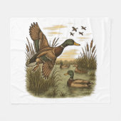 Retro-Flying-Mallard-Duck-Hunting Fleecedecke (Vorderseite (Horizontal))