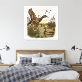 Retro Flying Mallard Duck Hunting Leinwanddruck (Insitu (Schlafzimmer))