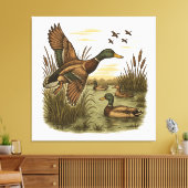 Retro Flying Mallard Duck Hunting Leinwanddruck (Insitu (Wohnzimmer))