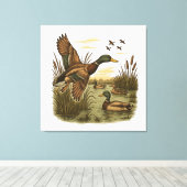 Retro-Flying-Mallard-Duck-Hunting Leinwanddruck (Insitu (Holzboden))