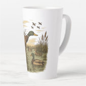 Retro-Flying-Mallard-Duck-Hunting Milchtasse (Rechte Ecke)