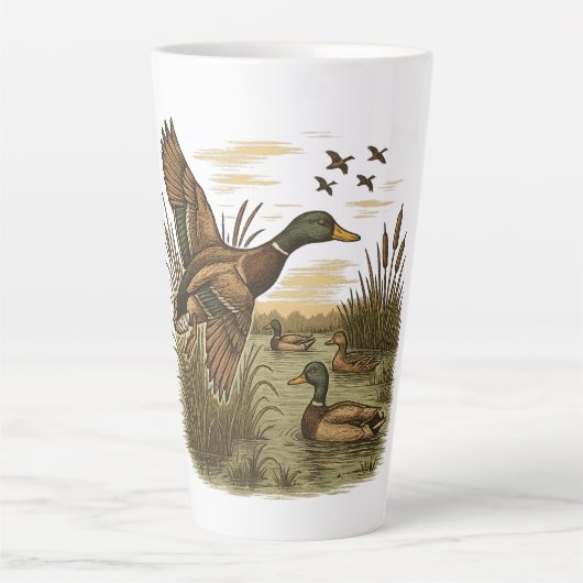 Retro-Flying-Mallard-Duck-Hunting Milchtasse (Vorderseite)