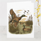 Retro-Flying-Mallard-Entenjagd, Karte (Gelbe Blume)