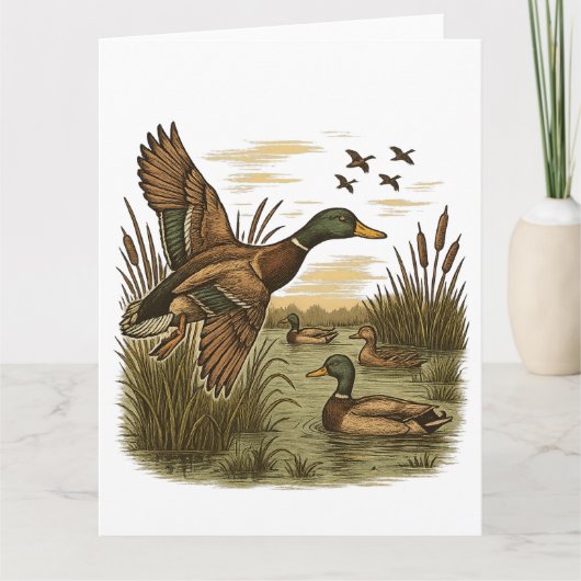 Retro-Flying-Mallard-Entenjagd, Karte (Vorderseite)