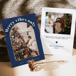 Retro Foil Christmas Card   Nur Merry Vibes Karte