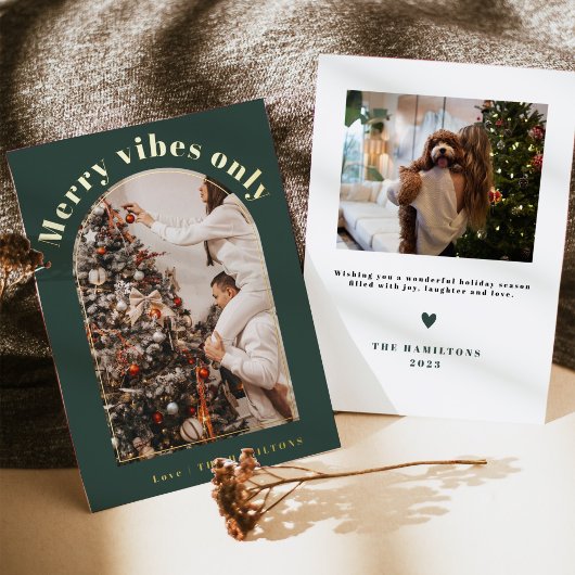 Retro Foil Christmas Card | Nur Merry Vibes Karte