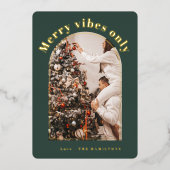 Retro Foil Christmas Card | Nur Merry Vibes Karte (Vorderseite)