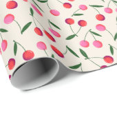 Retro Folk Art Berry Kirries über Creme Geschenkpapier (Rolleneckpunkt)