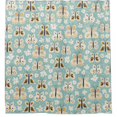Retro Folk Art Butterfys Duschvorhang (Vorderseite)