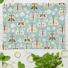 Retro Folk Art Butterfys Geschirrtuch