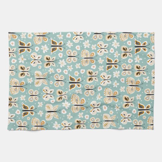 Retro Folk Art Butterfys Geschirrtuch (Horizontal)