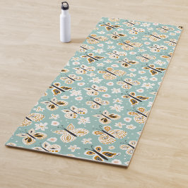 Retro Folk Art Butterfys Yogamatte