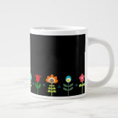 Retro Folk Blume auf schwarz Jumbo-Tasse (Rechts)