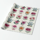 Retro Folk Floral Christmas Geschenkpapier (Ungerollt)