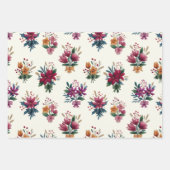 Retro Folk Floral Christmas Geschenkpapier Set (Vorderseite 2)