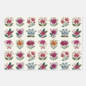 Retro Folk Floral Christmas Geschenkpapier Set (Vorderseite)
