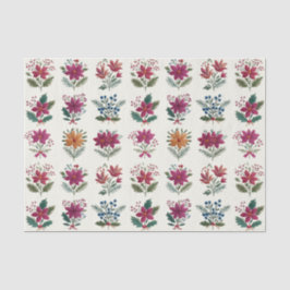 Retro Folk Floral Christmas Seidenpapier