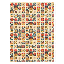Retro Folk Floral Muster in warmen Vintagen Farben Tischdecke