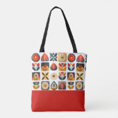 Retro Folk Floral Muster Monogramm Tasche (Rückseite)