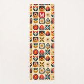 Retro Folk Floral Yoga Design Yogamatte (Vorderseite)