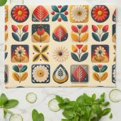 Retro Follikelfloral mit Personalisierter Monogram Geschirrtuch (Gefaltet)